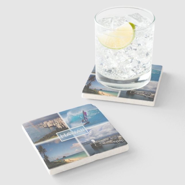 Porta-copo De Pedra Hawai dos EUA - Vista Honolulu - Perouse - Lanikai (Lateral)