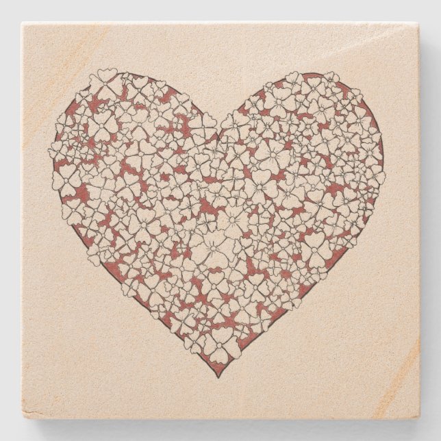 Porta-copo De Pedra Heart of Flowers Stone Coaster (Frente)
