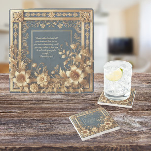 Porta-copo De Pedra - Heirloom Grace Bíblia Verâmica Azulejo