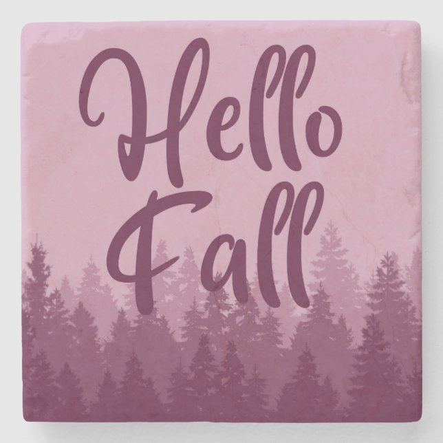 Porta-copo De Pedra Hello Fall Season (Frente)