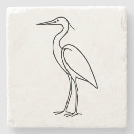 Porta-copo De Pedra Heron Line Art – Minimalist Bird Illustration 
