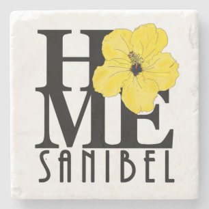 Porta-copo De Pedra Hibiscus Amarelo Sanibel de CASA