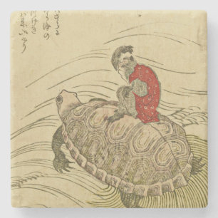 Porta-copo De Pedra Hiroshige Utagawa - Tortoise com macaco
