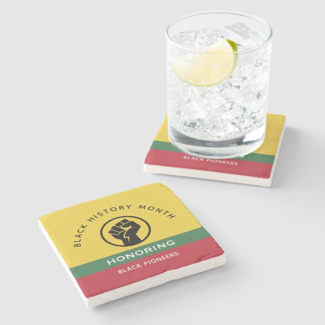 Porta-copo De Pedra História Negra Mês Curva Texto Afro-Americano (Lateral)