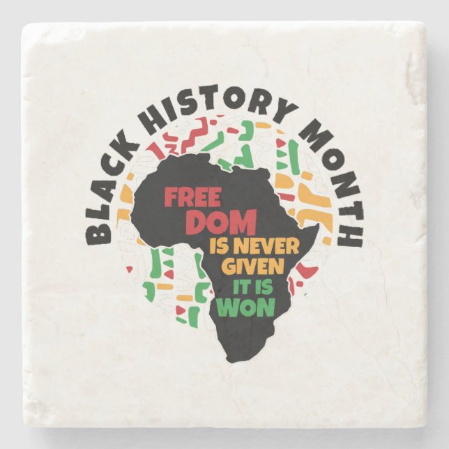 Porta-copo De Pedra História Negra Mês Liberdade nunca é dada, é (Frente)