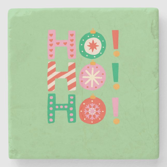 PORTA-COPO DE PEDRA HO HO HO MERRY NATAL SAZONAL PRESENTE (Frente)