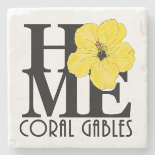 Porta-copo De Pedra HOME Coral Gables Yellow Hibiscus