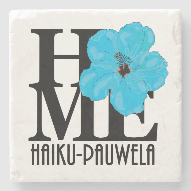 Porta-copo De Pedra HOME Haiku-Pauwela - hibisco azul (Frente)