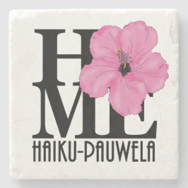 Porta-copo De Pedra HOME Haiku-Pauwela - hibisco rosa-rosa