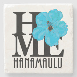 Porta-copo De Pedra HOME Hanamaulu Hawaii Blue Hibscus