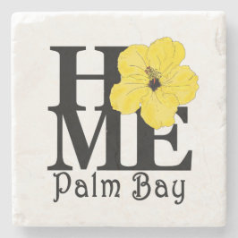 Porta-copo De Pedra Home Palm Bay Yellow Hibiscus