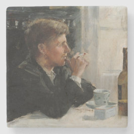 Porta-copo De Pedra Homem sentado perdido na Mesa