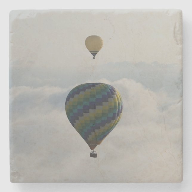 Porta-copo De Pedra Hot Air Balloon Over Cloudy Tuscan Sky (Frente)