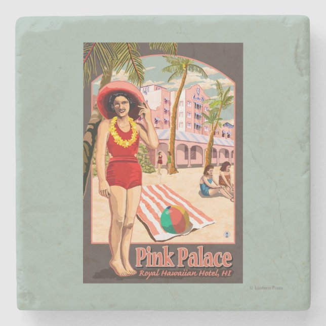 Porta-copo De Pedra Hotel havaiano real em Havaí (Frente)