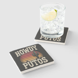 Porta-copo De Pedra Howdy Putos Funny Cactus Retro Vintage