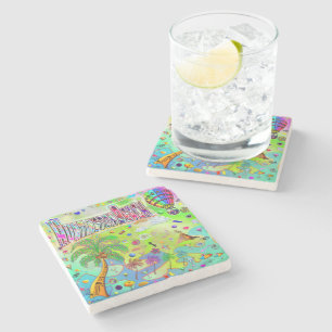 Porta-copo De Pedra Huntington Beach Melodia Atemporal Coaster
