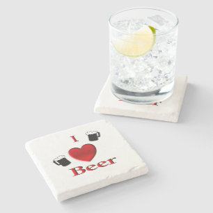 Porta-copo De Pedra I Heart Beer Design