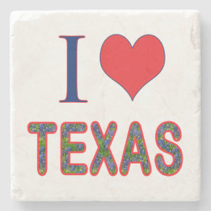 Porta-copo De Pedra I (Heart) Love Texas Bluebonnet
