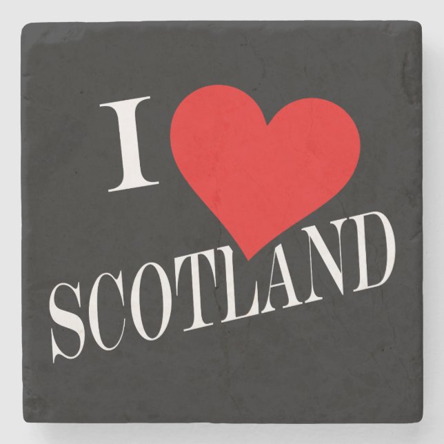 Porta-copo De Pedra I Heart Scotland com costa (Frente)