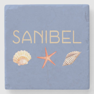 Porta-copo De Pedra Ilha Florida de Sanibel com escudos