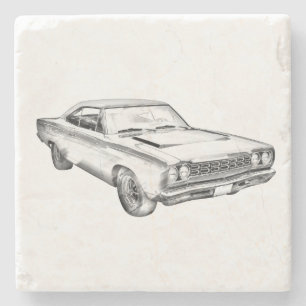 Porta-copo De Pedra Ilustração 1968 do carro do músculo do Roadrunn