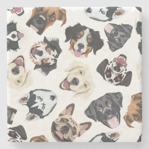 Porta-copo De Pedra Ilustração alegre com cães