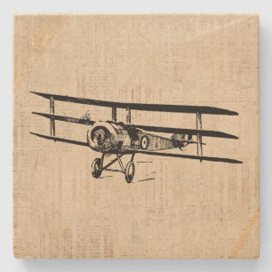 Porta-copo De Pedra Ilustração de Avião Antiquado do Avião Vintage