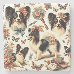 Porta-copo De Pedra Ilustração de Cachorro Cachorro Cachorro Papillon