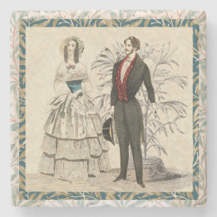 Porta-copo De Pedra Ilustração de casamento vitoriano vintage de 1844