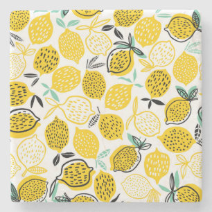 Porta-copo De Pedra Ilustração de Design de Lemon Summer Vintage