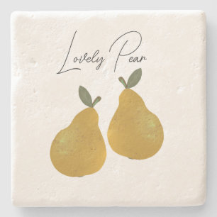 Porta-copo De Pedra Ilustração de Fruta Pera 