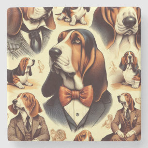 Porta-copo De Pedra Ilustração de Hound de Base de Vintage