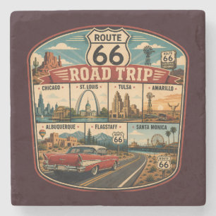 Porta-copo De Pedra Ilustração de Marcas de Viagens de Arte da Rota 66