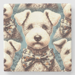 Porta-copo De Pedra Ilustração de Terrier Bedlington Retro