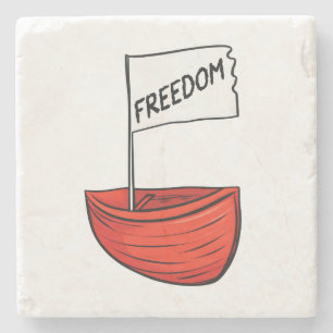 Porta-copo De Pedra Ilustração do Barco da Liberdade Náutica