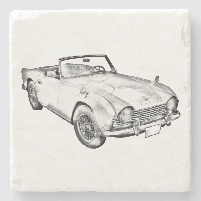 Porta-copo De Pedra Ilustração do carro de esportes de Triumph Tr4 (Frente)