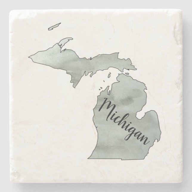 Porta-copo De Pedra Ilustração do Estado de Michigan (Frente)