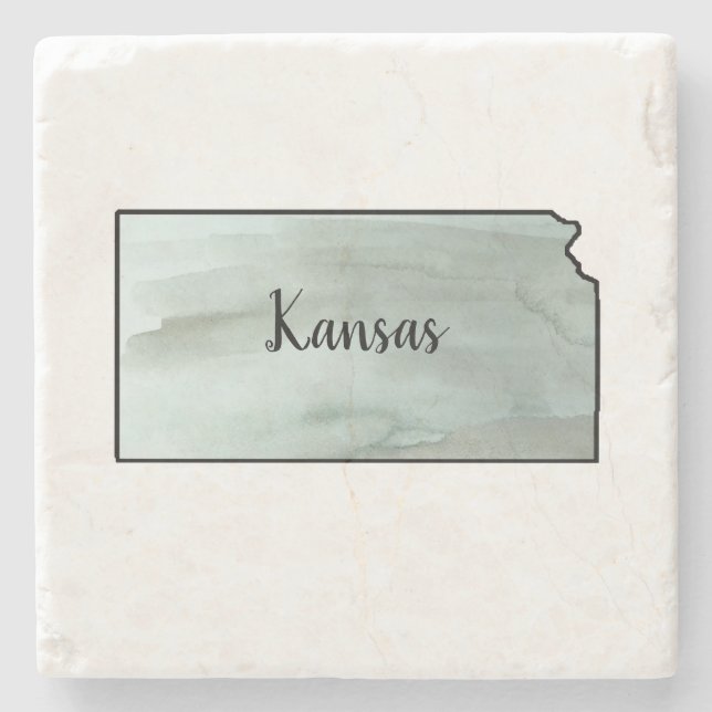 Porta-copo De Pedra Ilustração do Estado do Kansas (Frente)