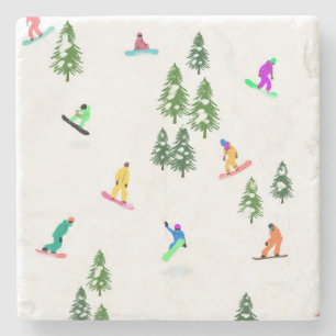 Porta-copo De Pedra Ilustração do Freeride Snowboarder Snowboard