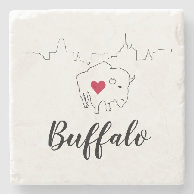 Porta-copo De Pedra Ilustração do Skyline de Buffalo (Frente)