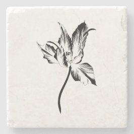 Porta-copo De Pedra Ilustração floral da linha das tulipas.
