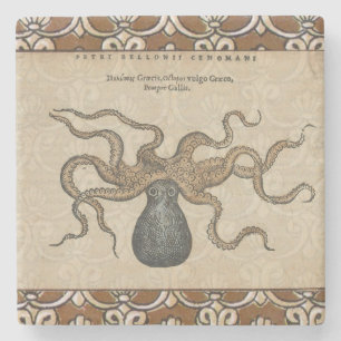 Porta-copo De Pedra Ilustração Octopus Kraken Vintage