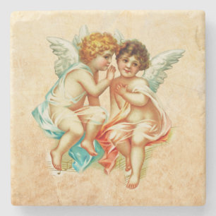 Porta-copo De Pedra Ilustração Vintage Ephemera Angel Cherubs