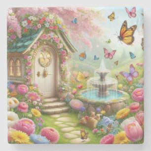 Porta-copo De Pedra Imagem bonita de um jardim de flores Primavera