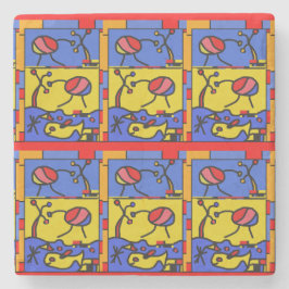 Porta-copo De Pedra Imagem com peixes da arte moderna