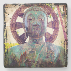 Porta-copo De Pedra Imaginem Foto da Cabeça Turquoise Buddha
