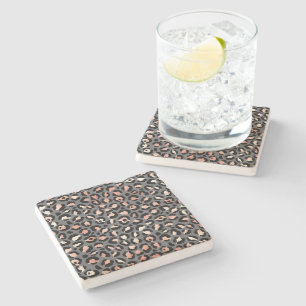 Porta-copo De Pedra Impressão Animal Manchas de Leopardo Preto Rosa An