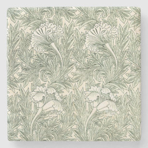 Porta-copo De Pedra Impressão artística floral Tulipa Verde de William