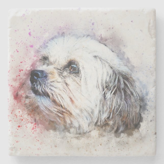 Porta-copo De Pedra Impressão de cães pintados (Frente)