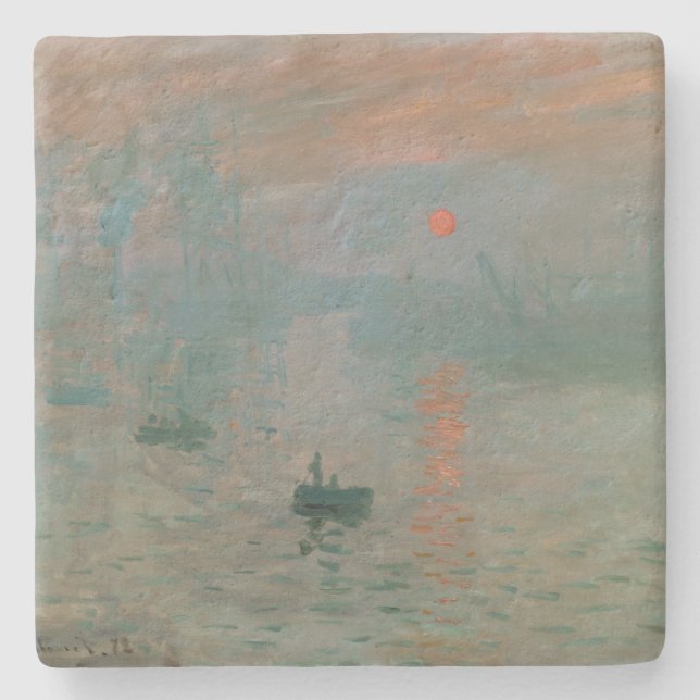 Porta-copo De Pedra Impressão de Claude Monet Surgimento do Sol (levan (Frente)